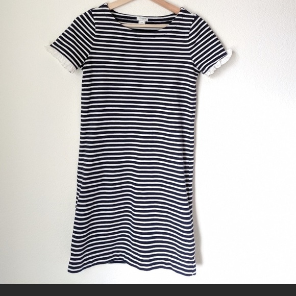 J. Crew Dresses & Skirts - J. Crew - Striped Navy Blue Poplin Dress